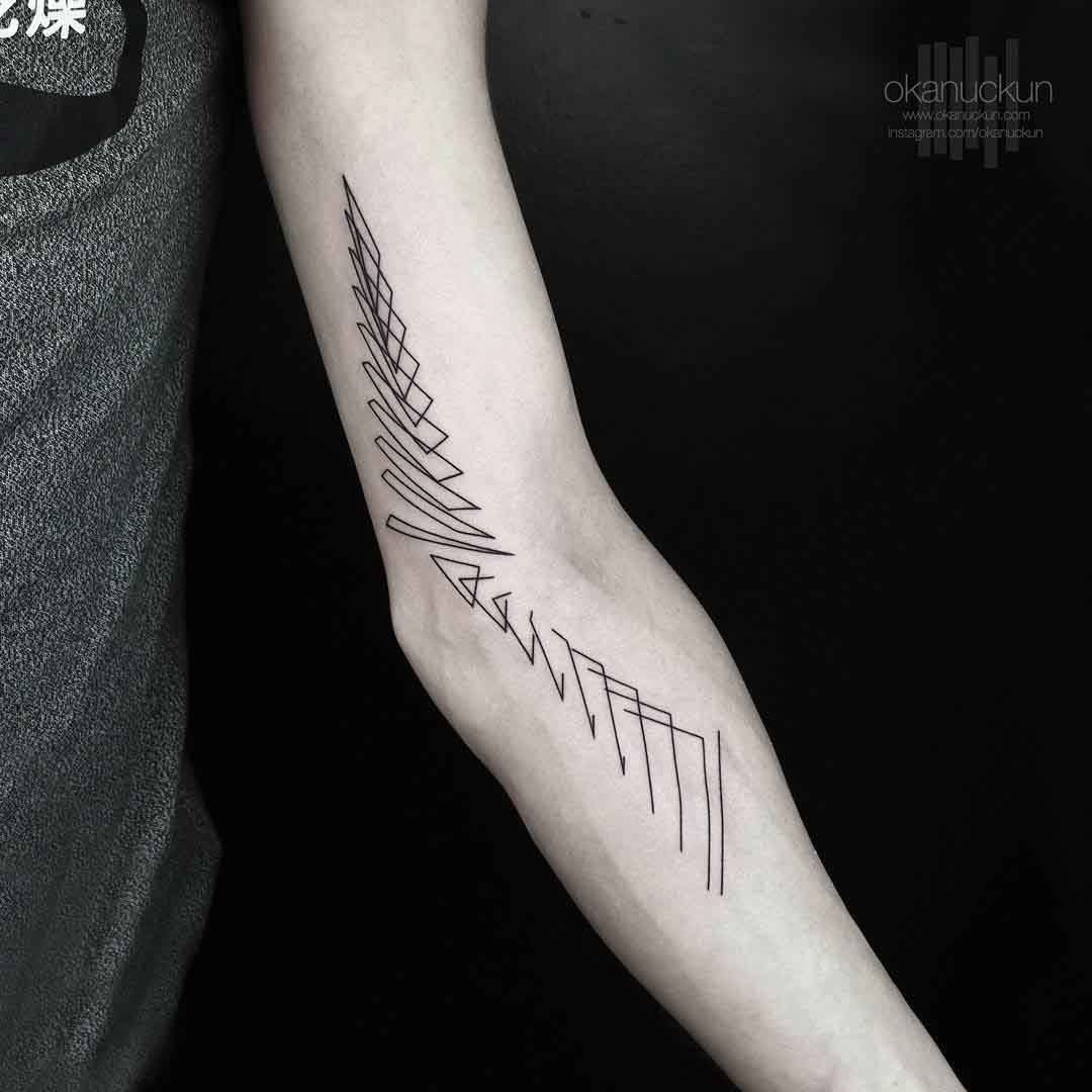 geometric lines tattoo on arm