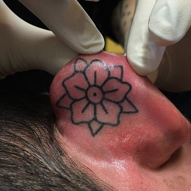 Back of The Ear Tattoo by @garyburnstattoo2
