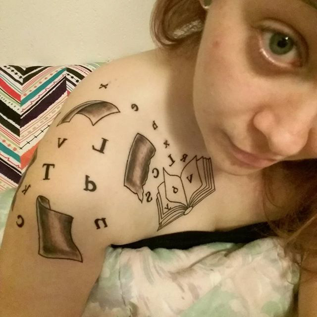 Book and Letters Tattoo