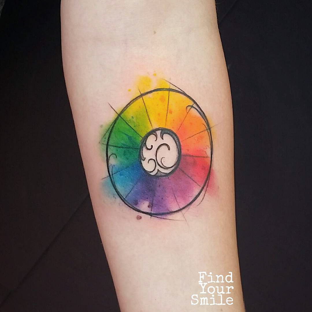 watercolor circle colors tattoo