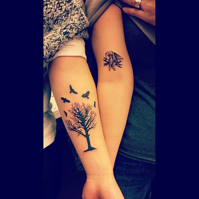 arm tattoos for couple tree