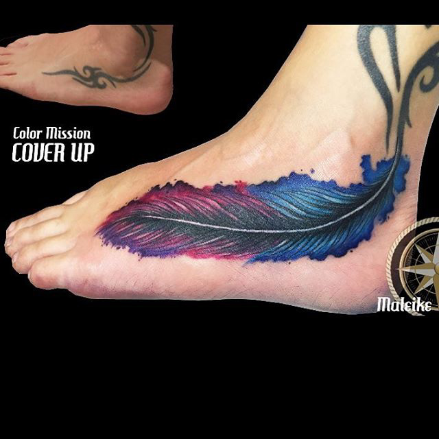 Foot Cover Up Tattoo by Maleike TattooArtist