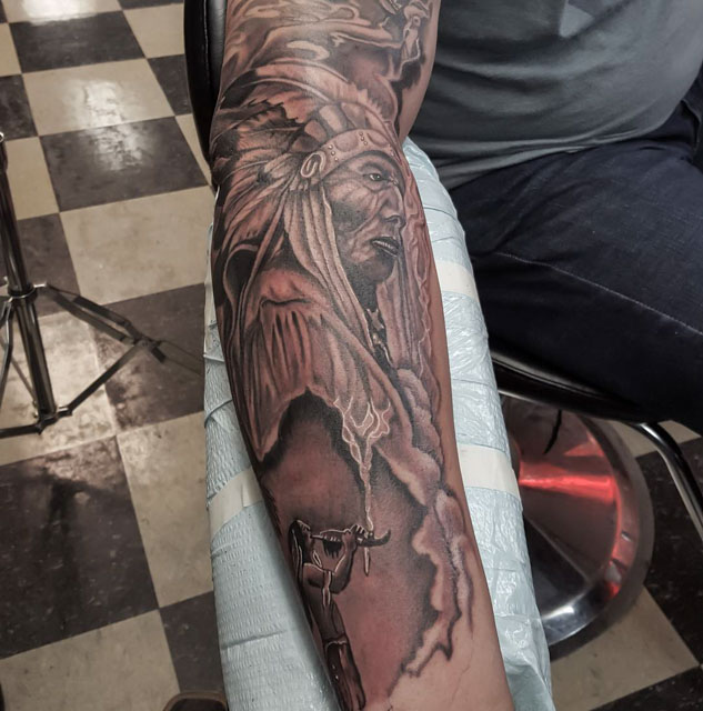 Indian Tattoo Sleeve by Lord Mike Evans