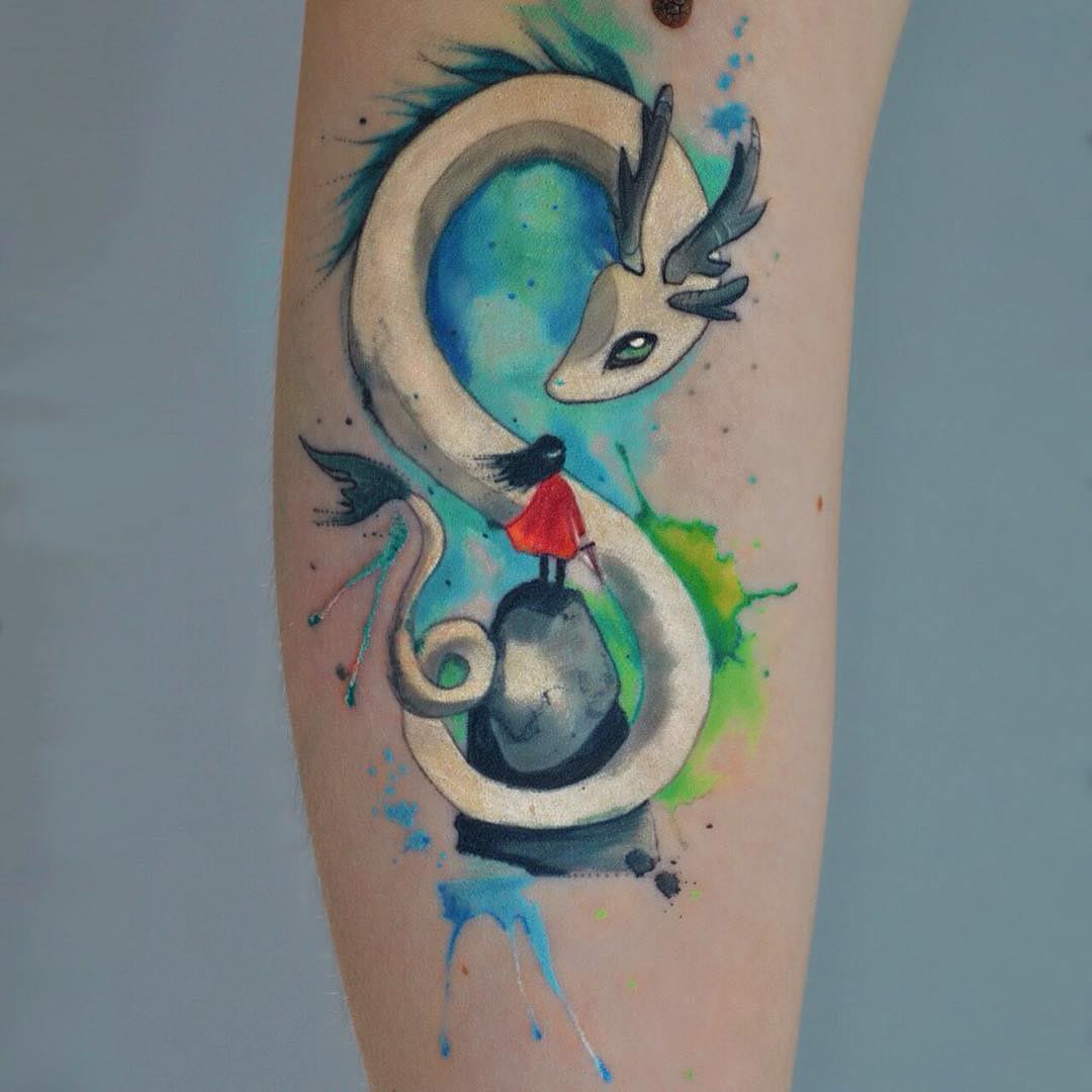 dragon magic tattoo watercolor