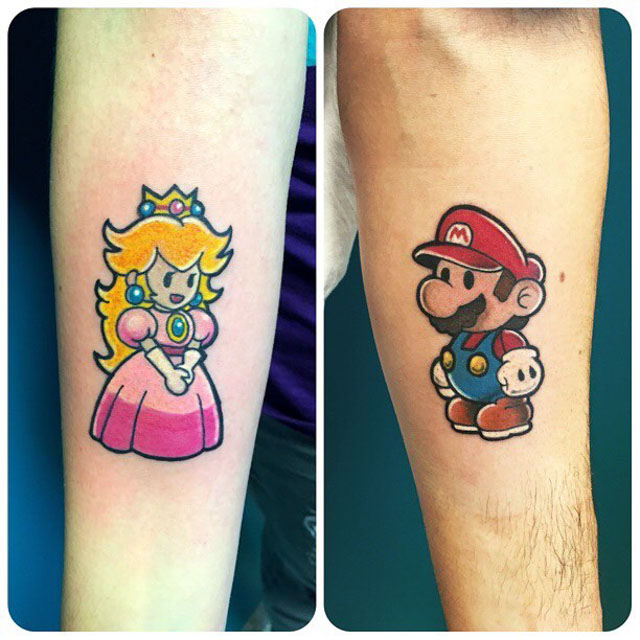 Mario and Princess Peach Tattoos