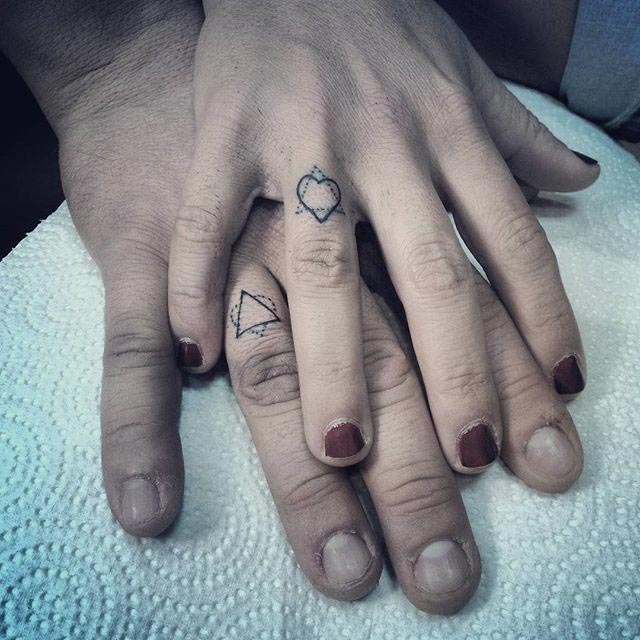 Matching Couple Finger Tattoos
