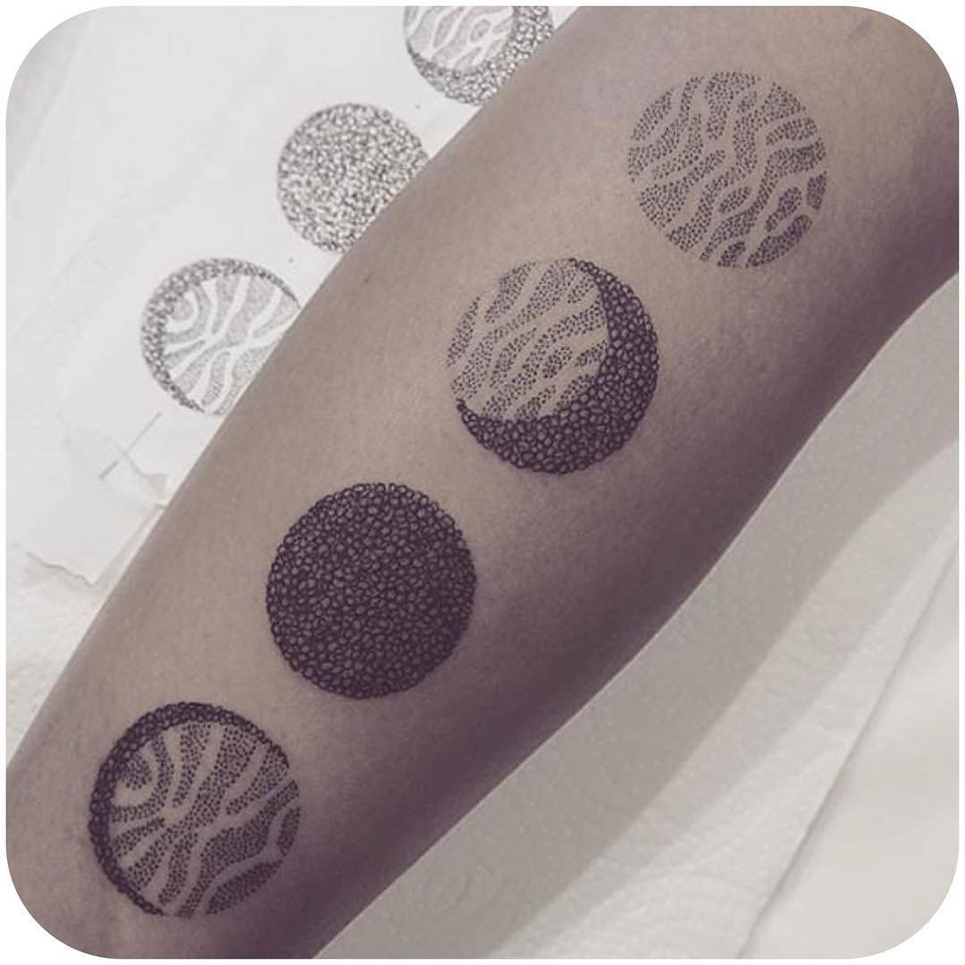 dotwork moon phases tattoo