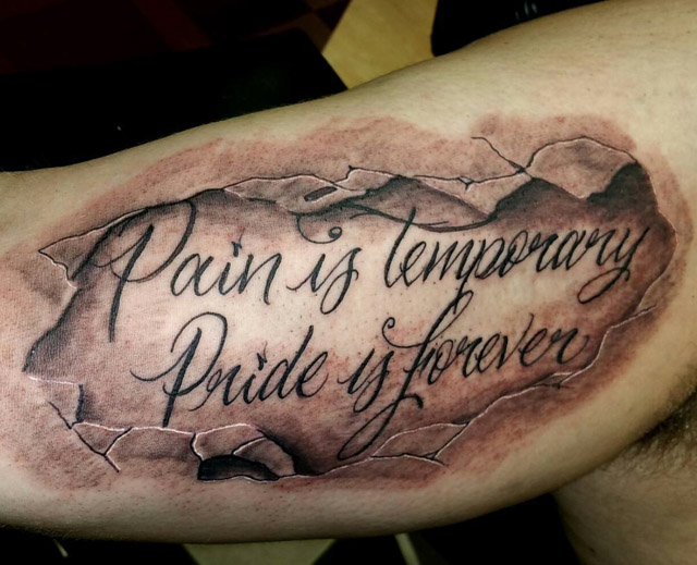 Quote Tattoo on Bicep