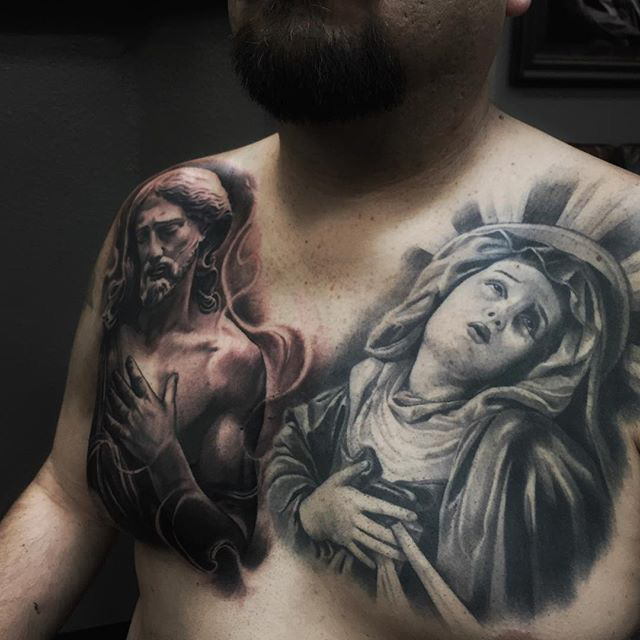 Chest tattoo religious