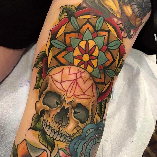 Skull Knee Tattoo
