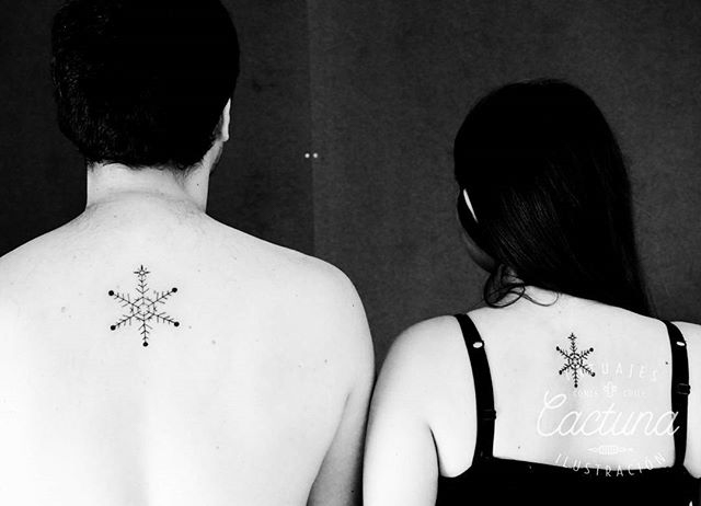 Snowflake Couple Tattoos on Back