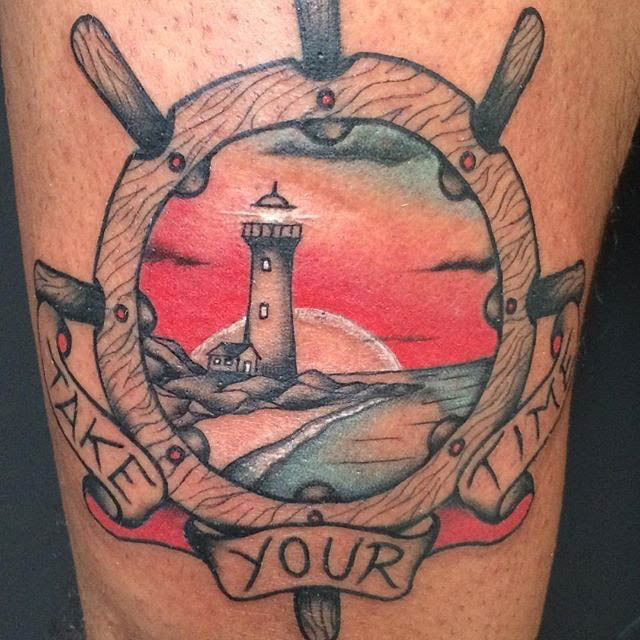nautical tattoo stern and lighthouse