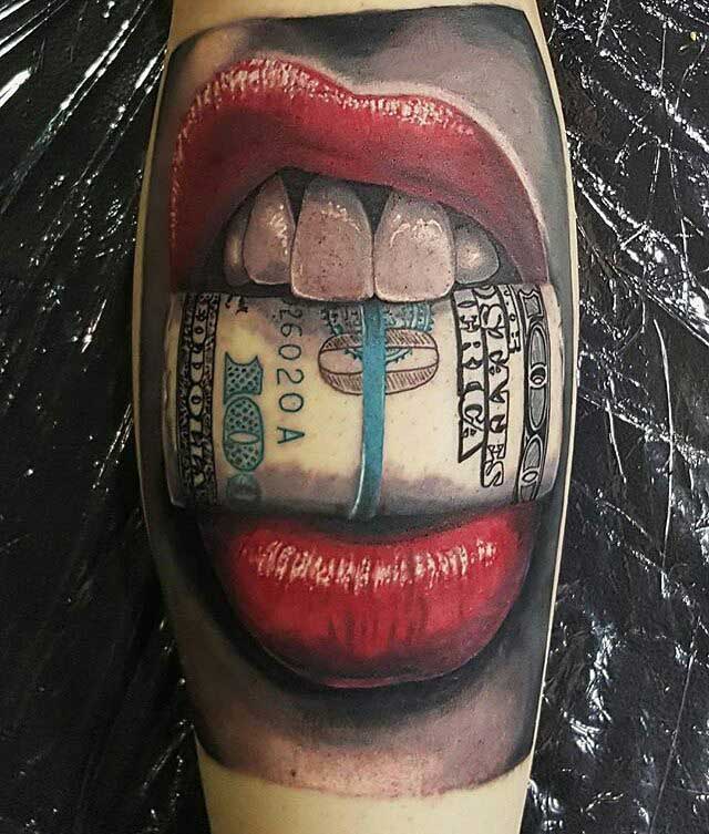 bucks red lips tattoo