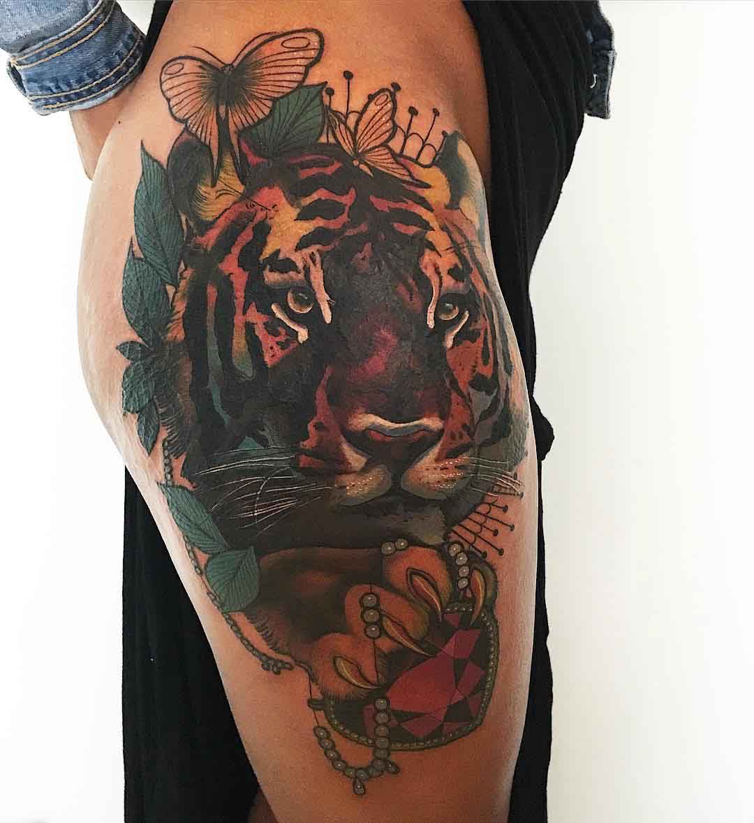hip tattoo tiger