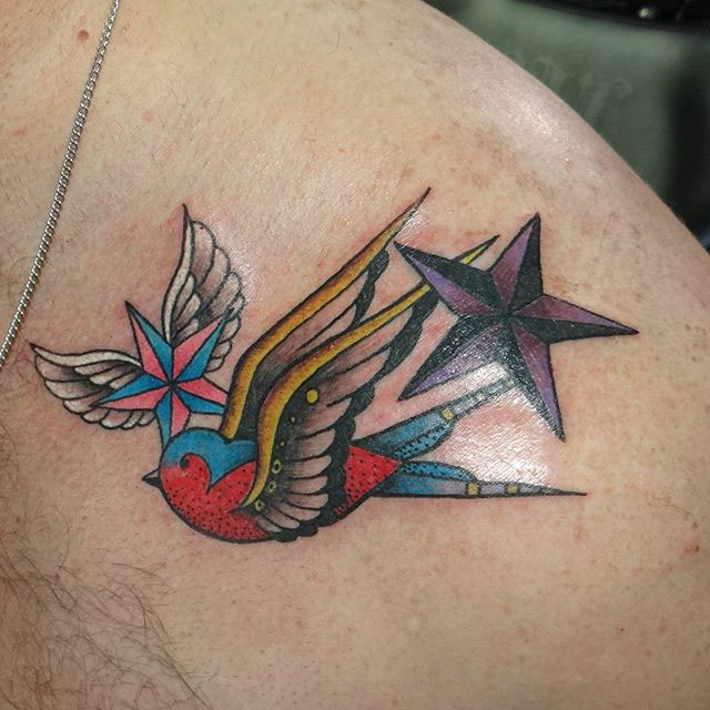 Traditional Swallow Tattoo by Emily Stafford