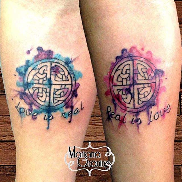 Watercolor Love Symbol Tattoo