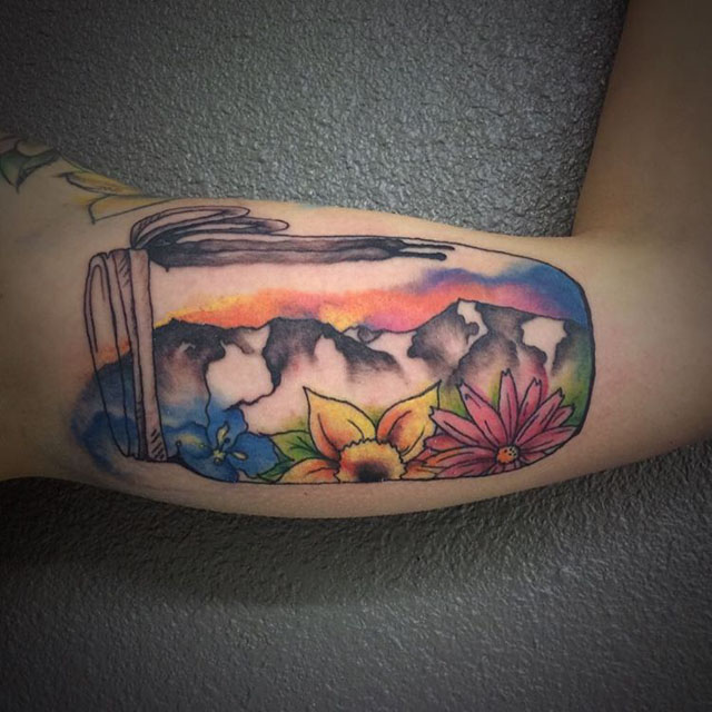 Watercolor Mountain Tattoo by madisona_hodges