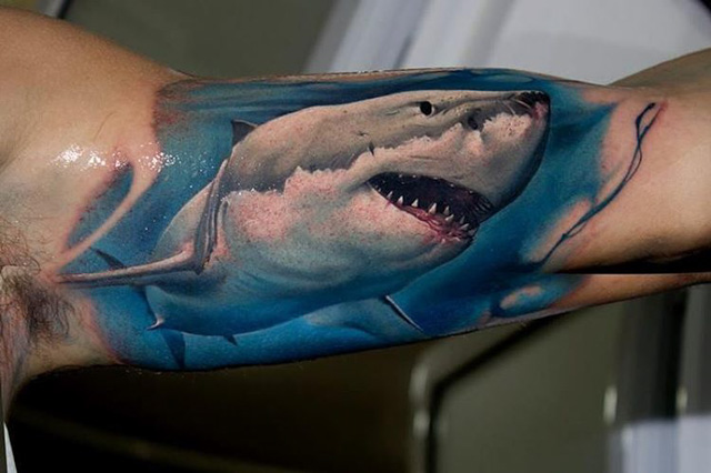 White Shark Tattoo by victor_chil