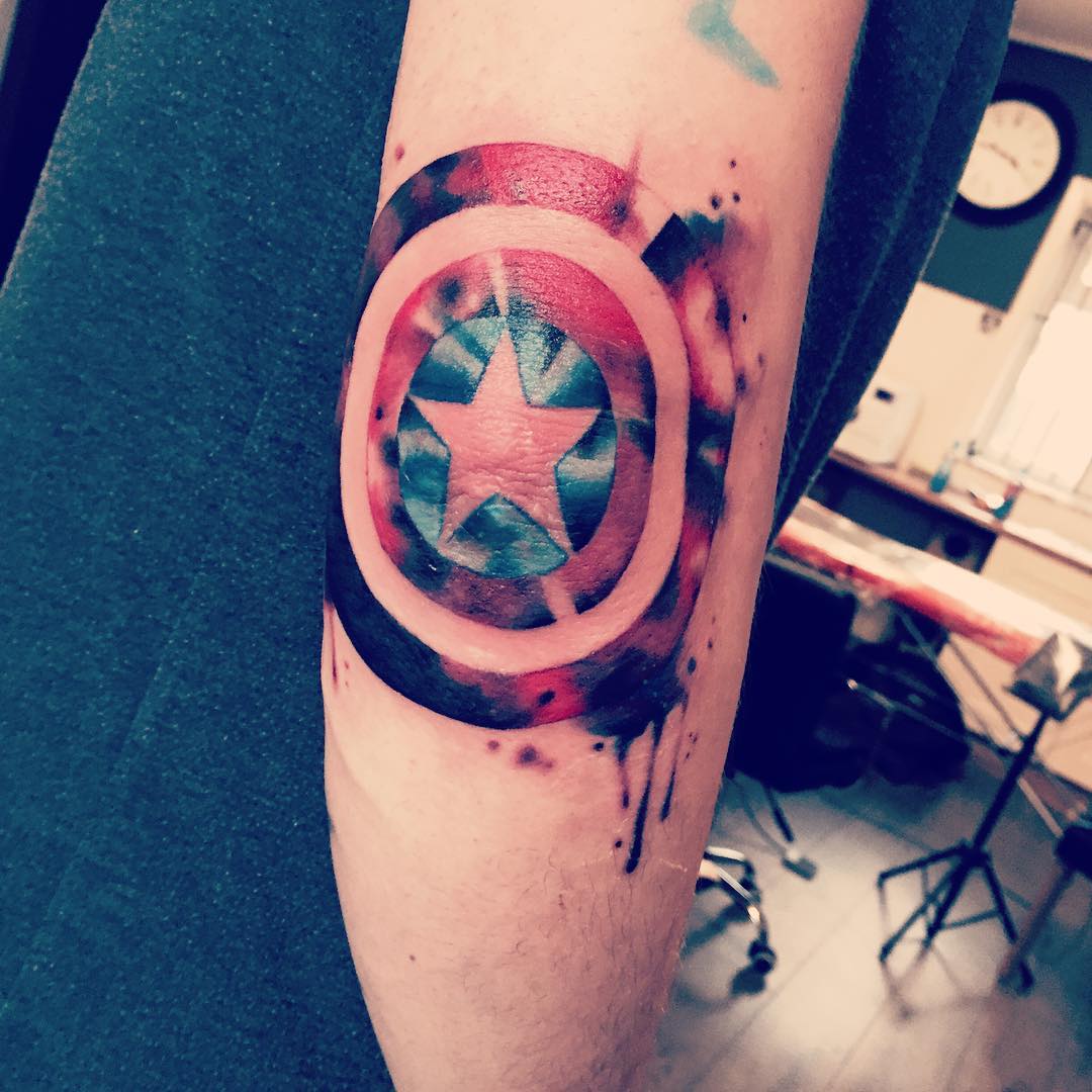 Captain America Shield Tattoo by oliviabtattoo