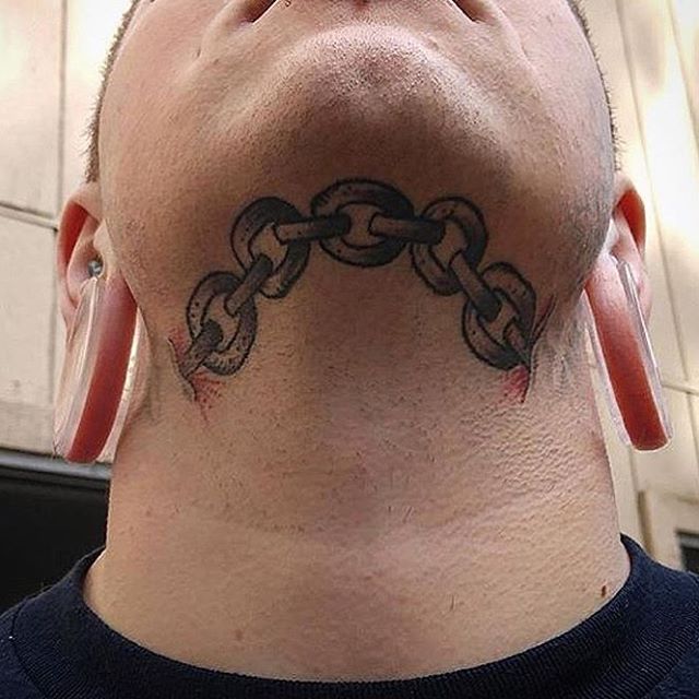 Chin Chain Tattoo by @waynefredrickson