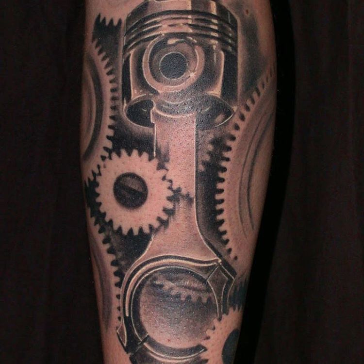 Cogwheels and Piston Tottoo by ajtattooguy