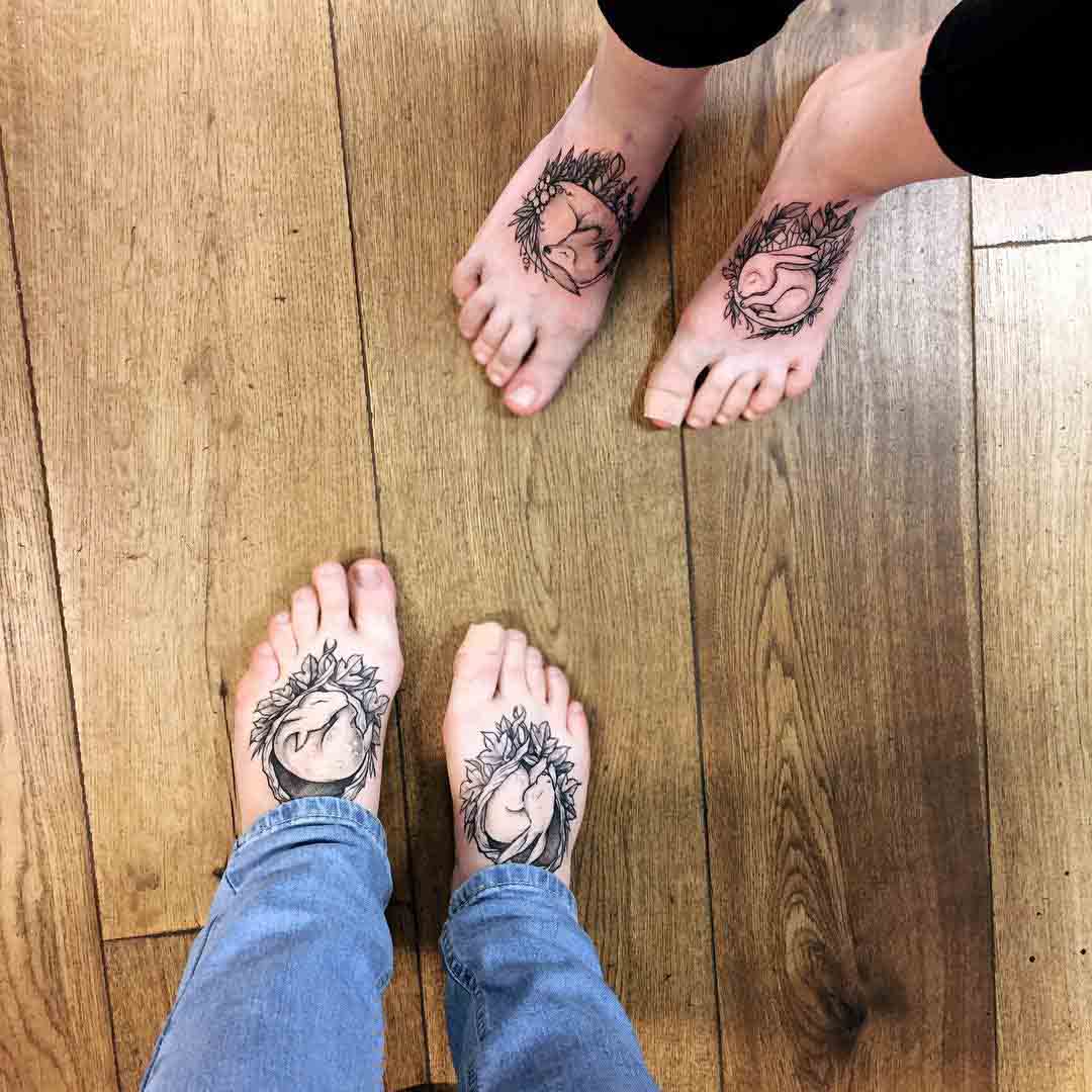 animalistic foot tattoos for couples