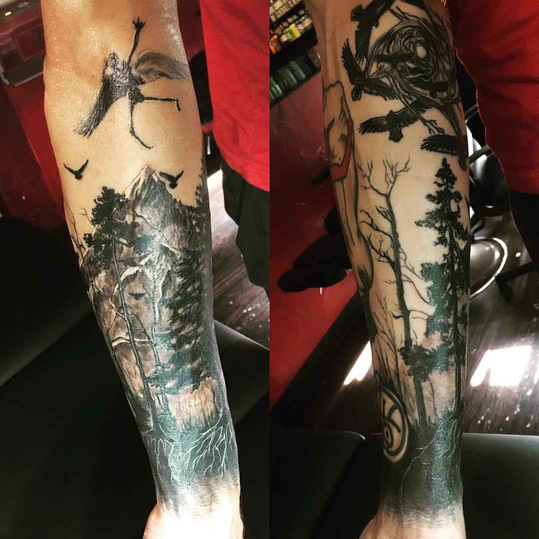 Dark Half Sleeve Tattoo Design by kayleathetattooedlady