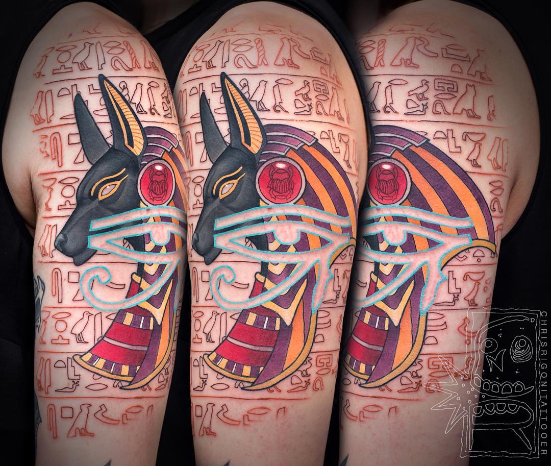 Egyptian Symbols Tattoo by chrisrigonitattooer