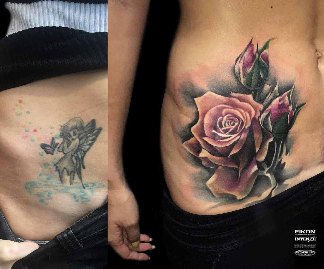cover up tattoo on stomach