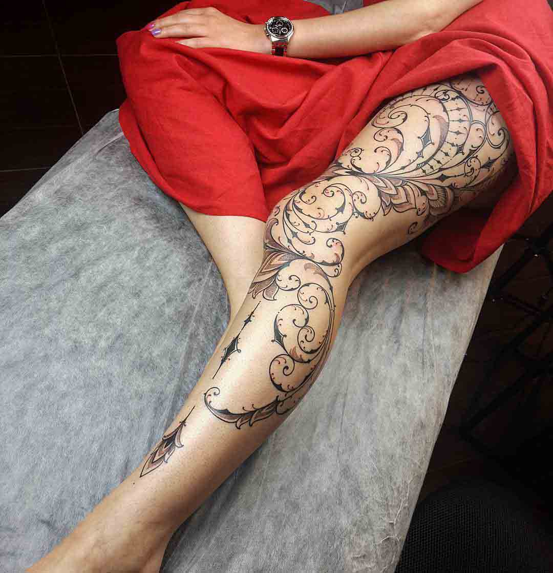Cool feminine leg tattoo