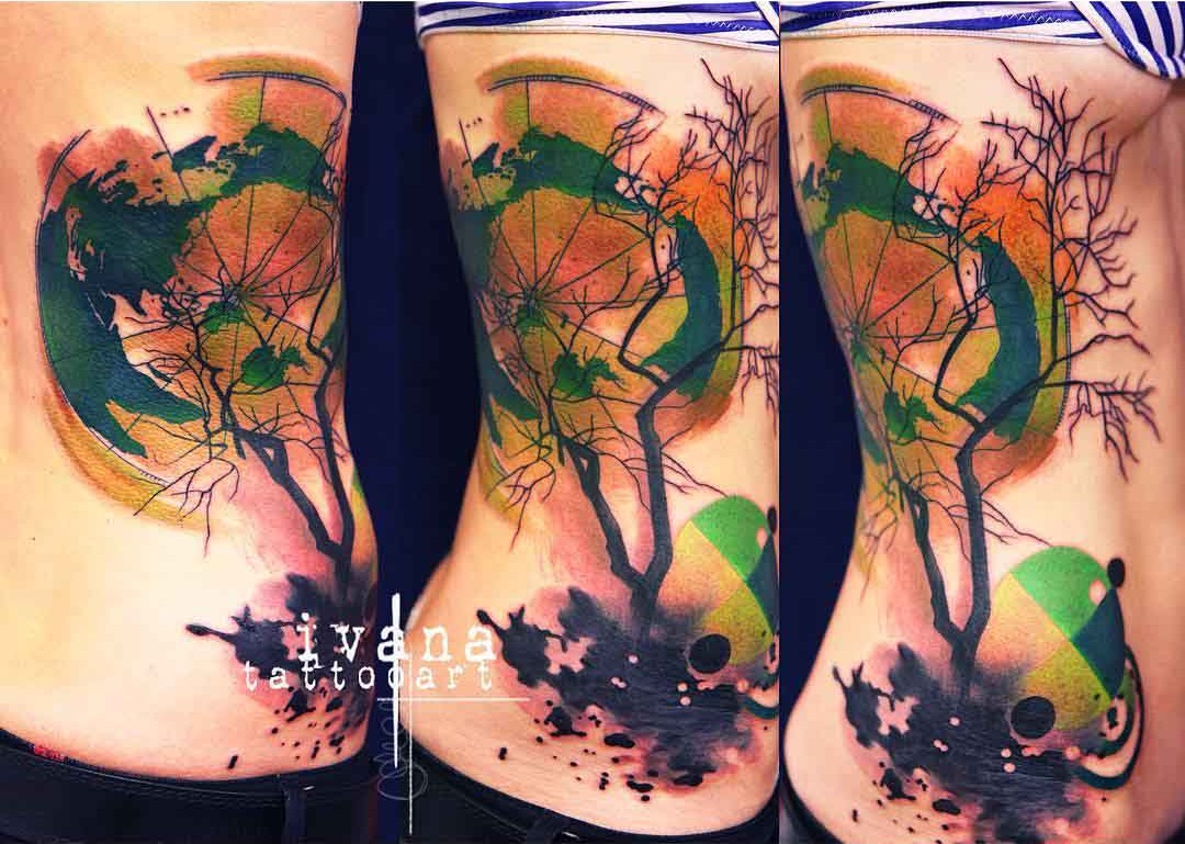 watercolor tree tattoo