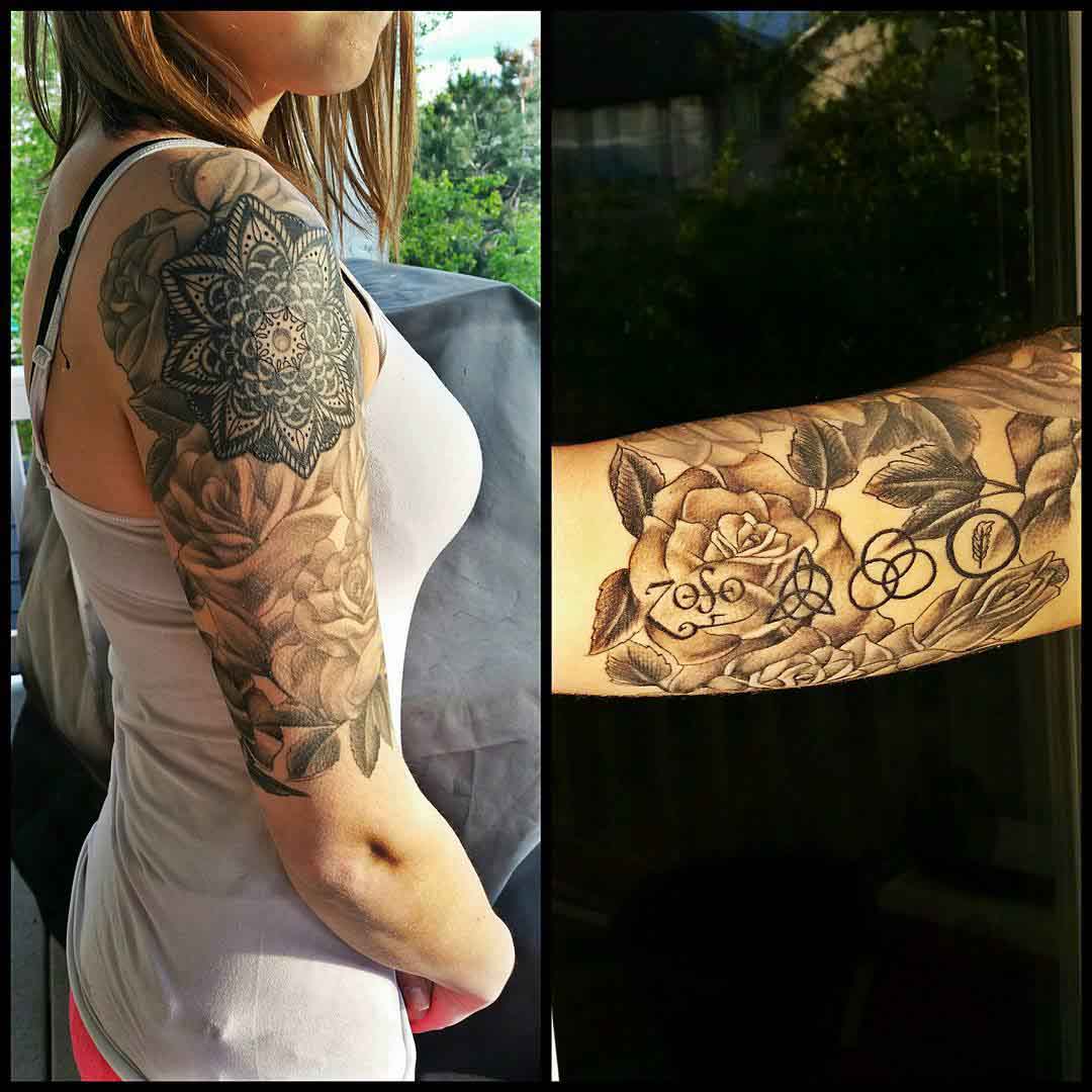 Mandala Half Sleeve Tattoo on Shoulder