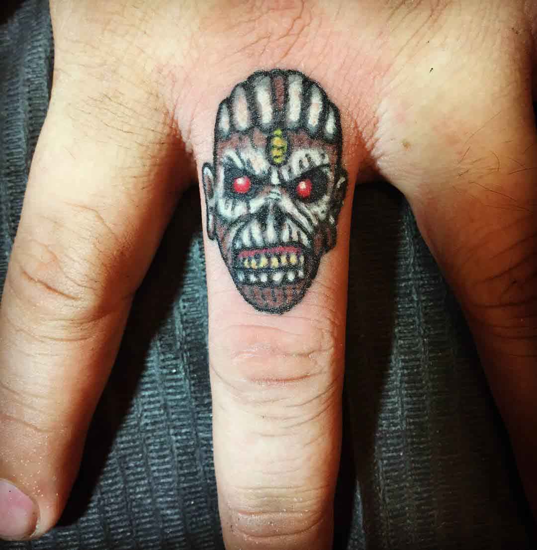zombie head finger tattoo