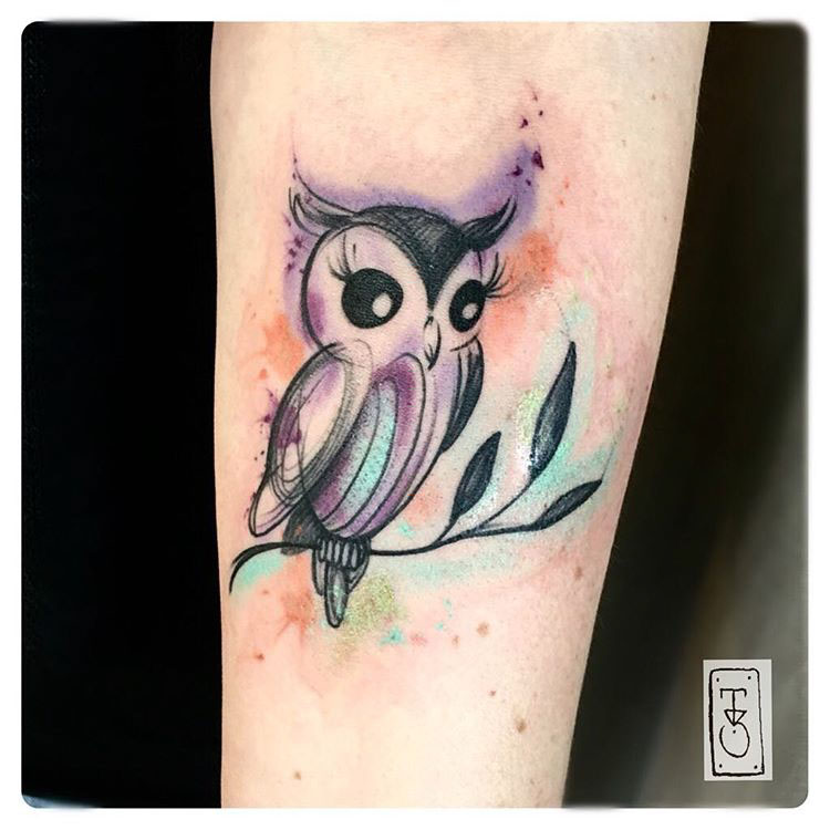 cute owl bird tattoo