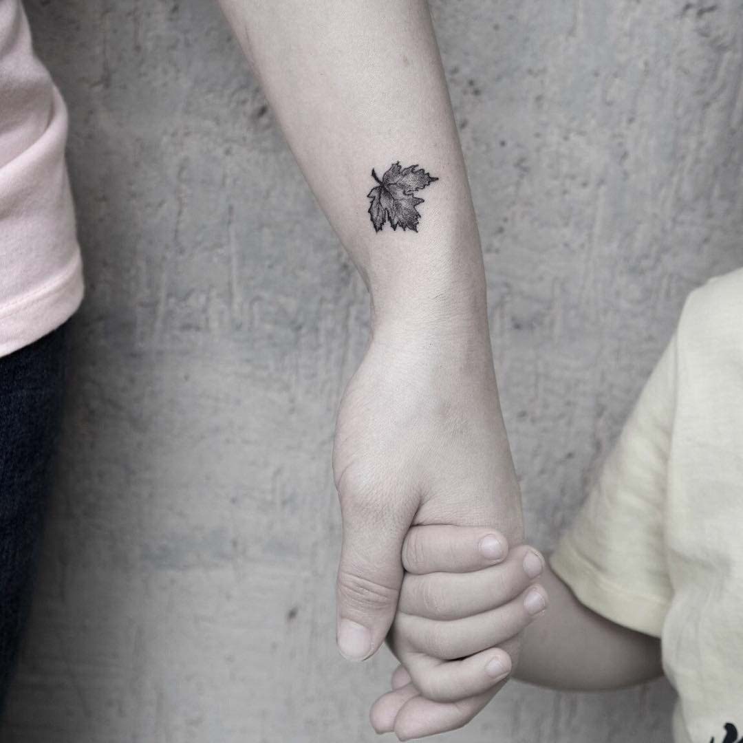 small maple leaf tattoo