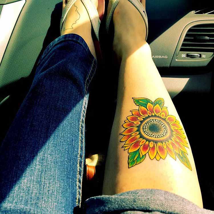 Tattoo Sunflower by @inkbyjanice