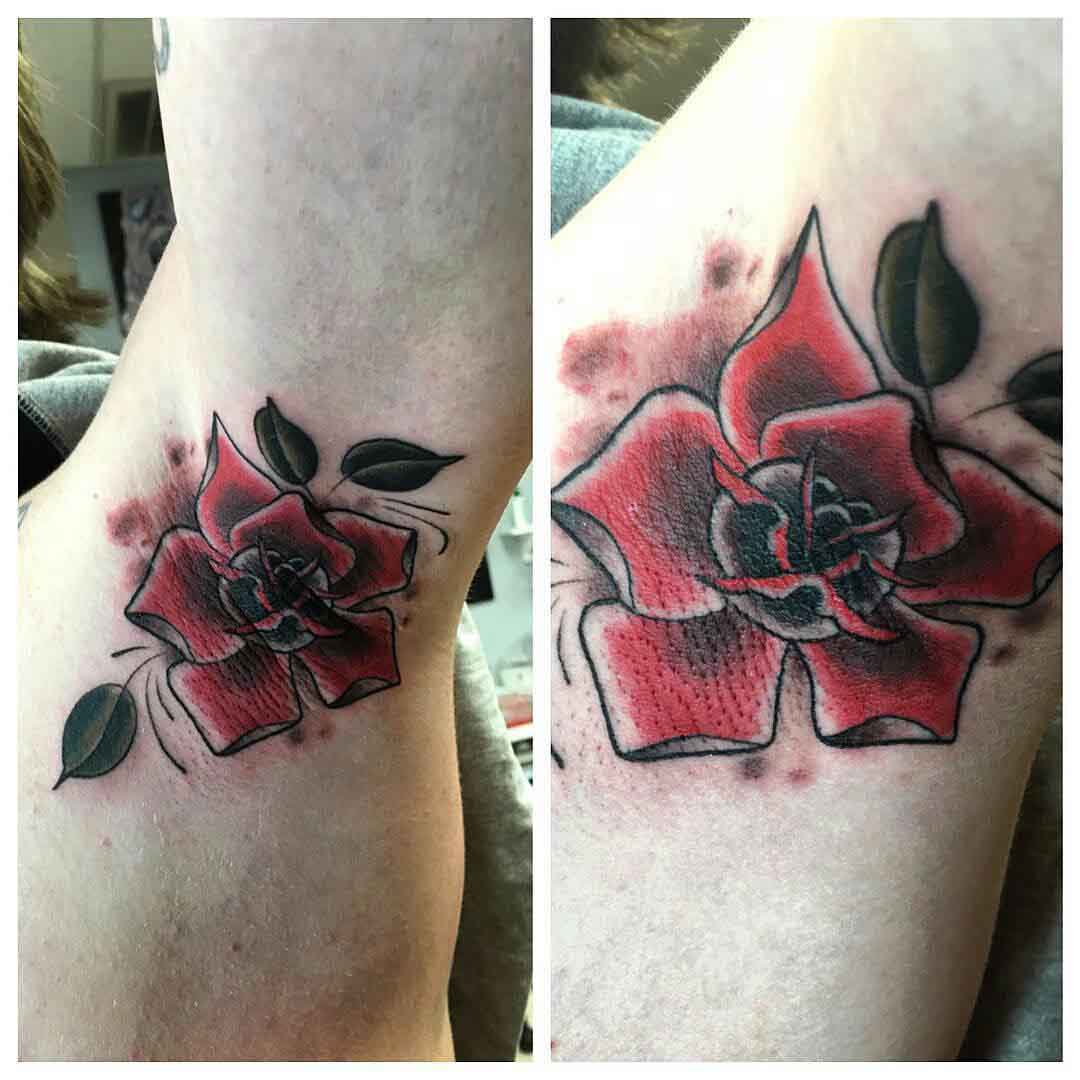 Cool Rose Tattoo Armpit by mantis.tamer