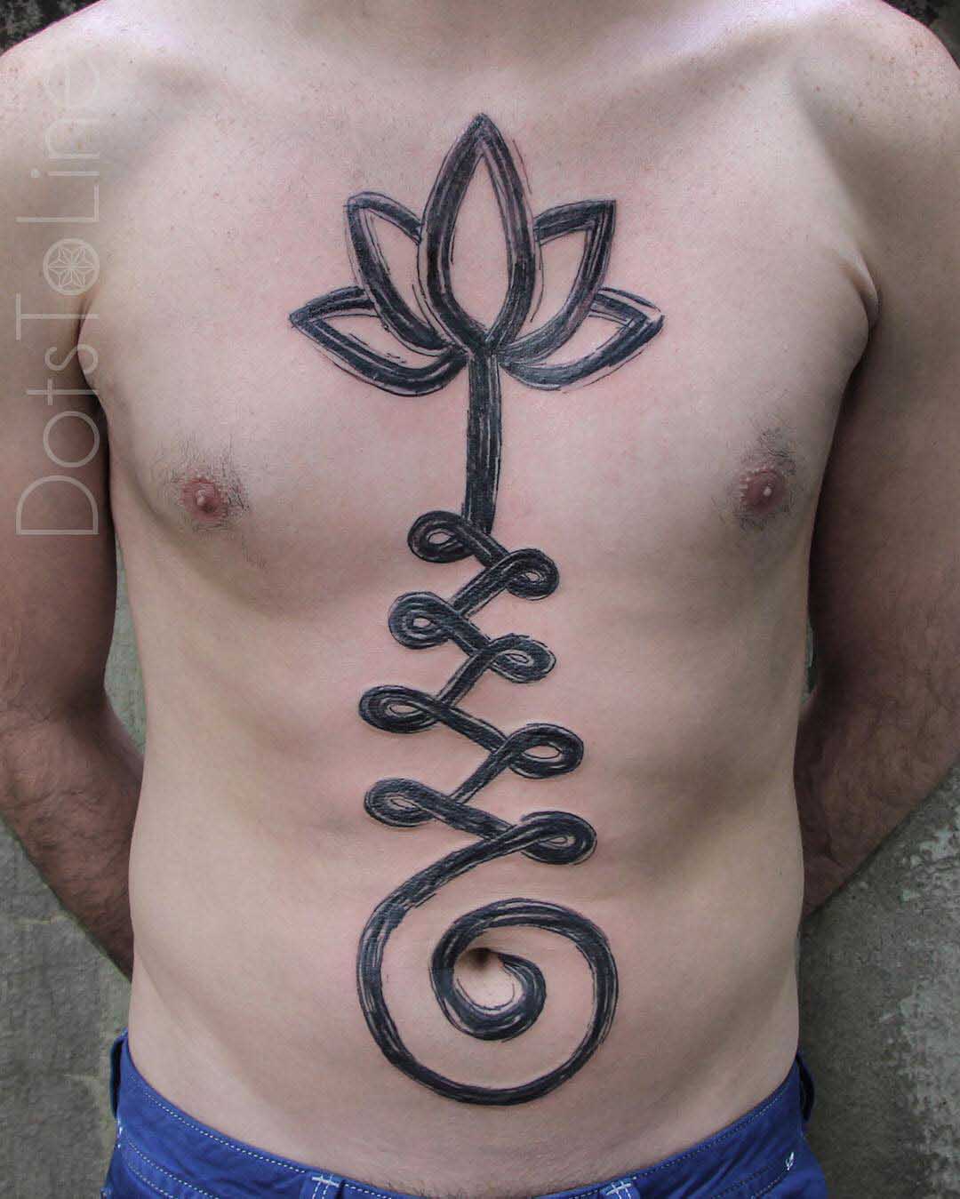 torso lotus tattoo