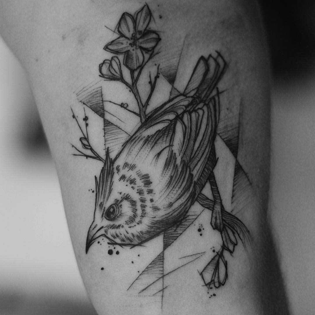 sketchy bird tattoo