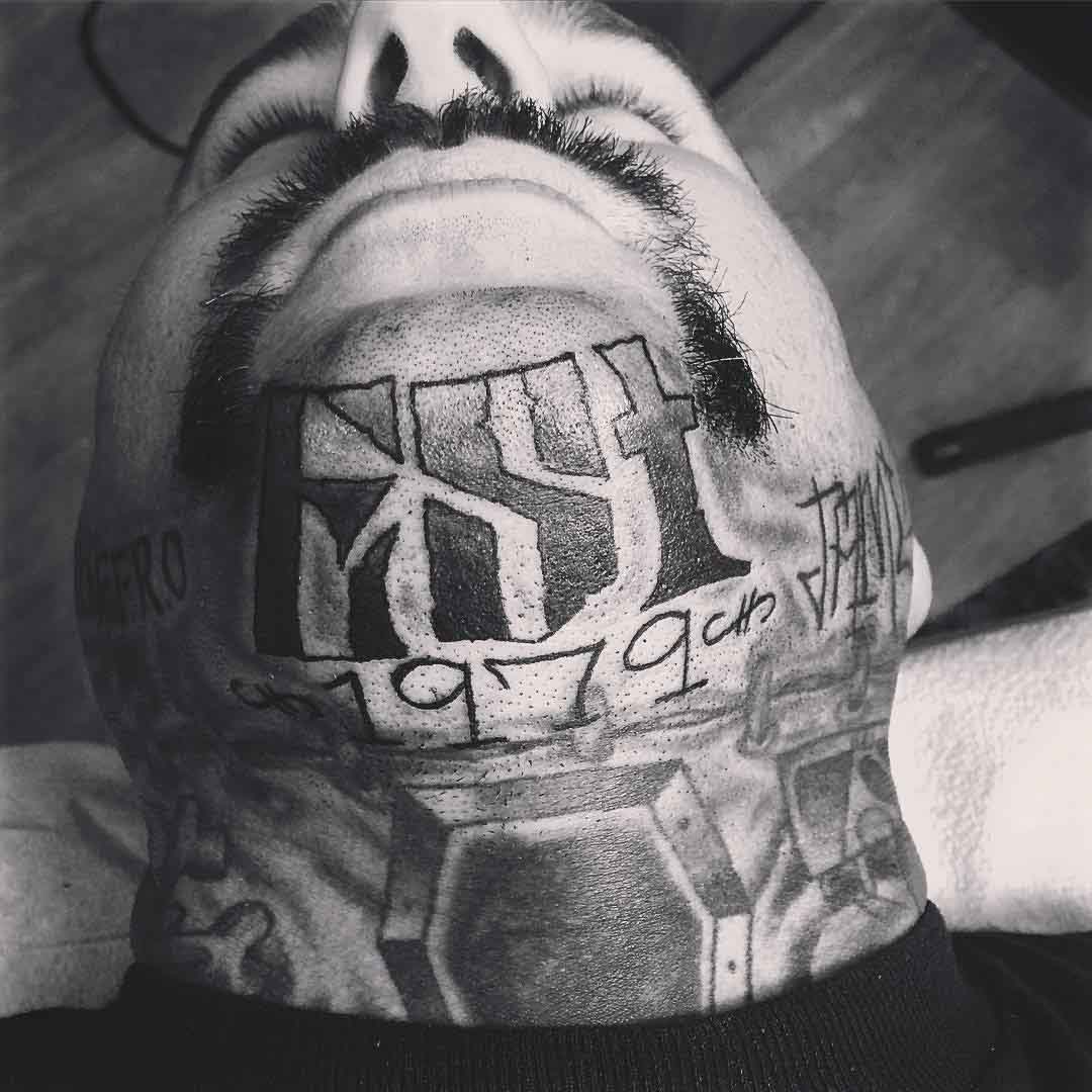 Gang Tattoo on Chin by therealhenrypowell
