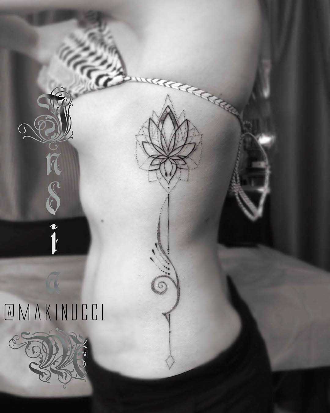 floral side tattoo for girls