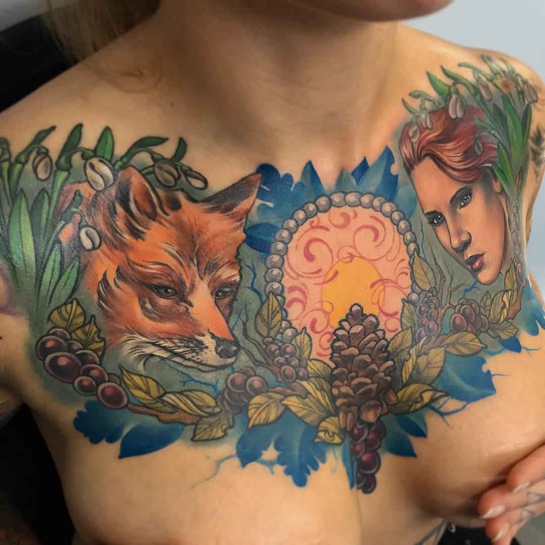 chest tattoo for girl