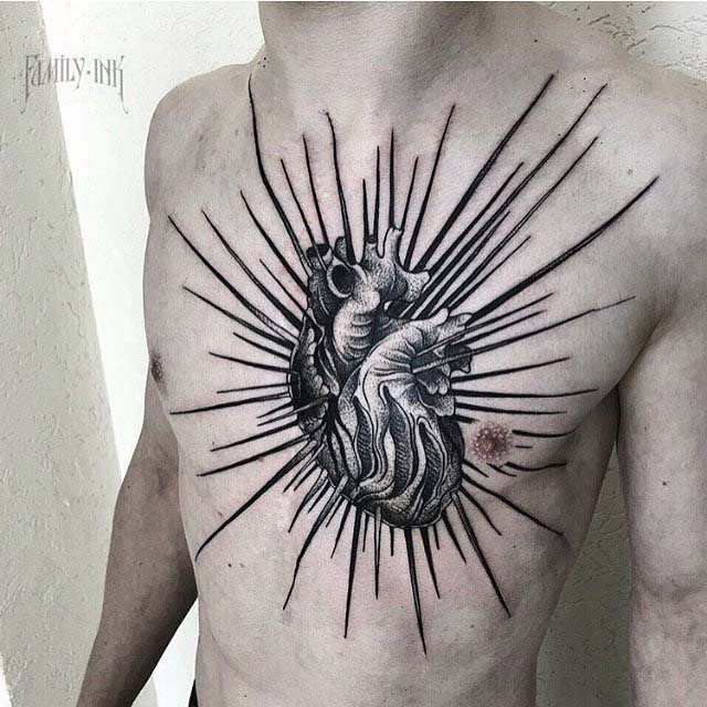 big heart tattoo on chest