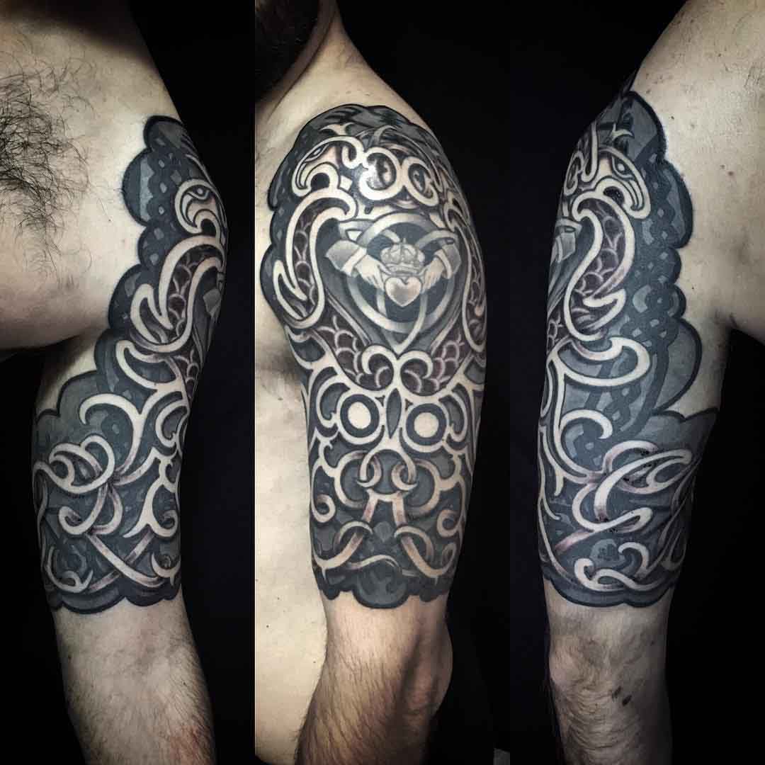 Religious Celtic Tattoo on Shoulder by LARANGEIRAS TATTOOS