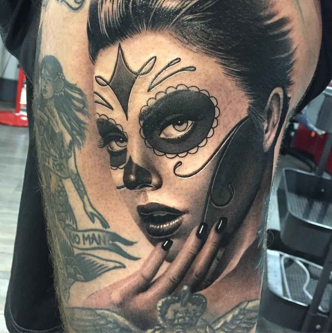 girl tattoo santa muerte