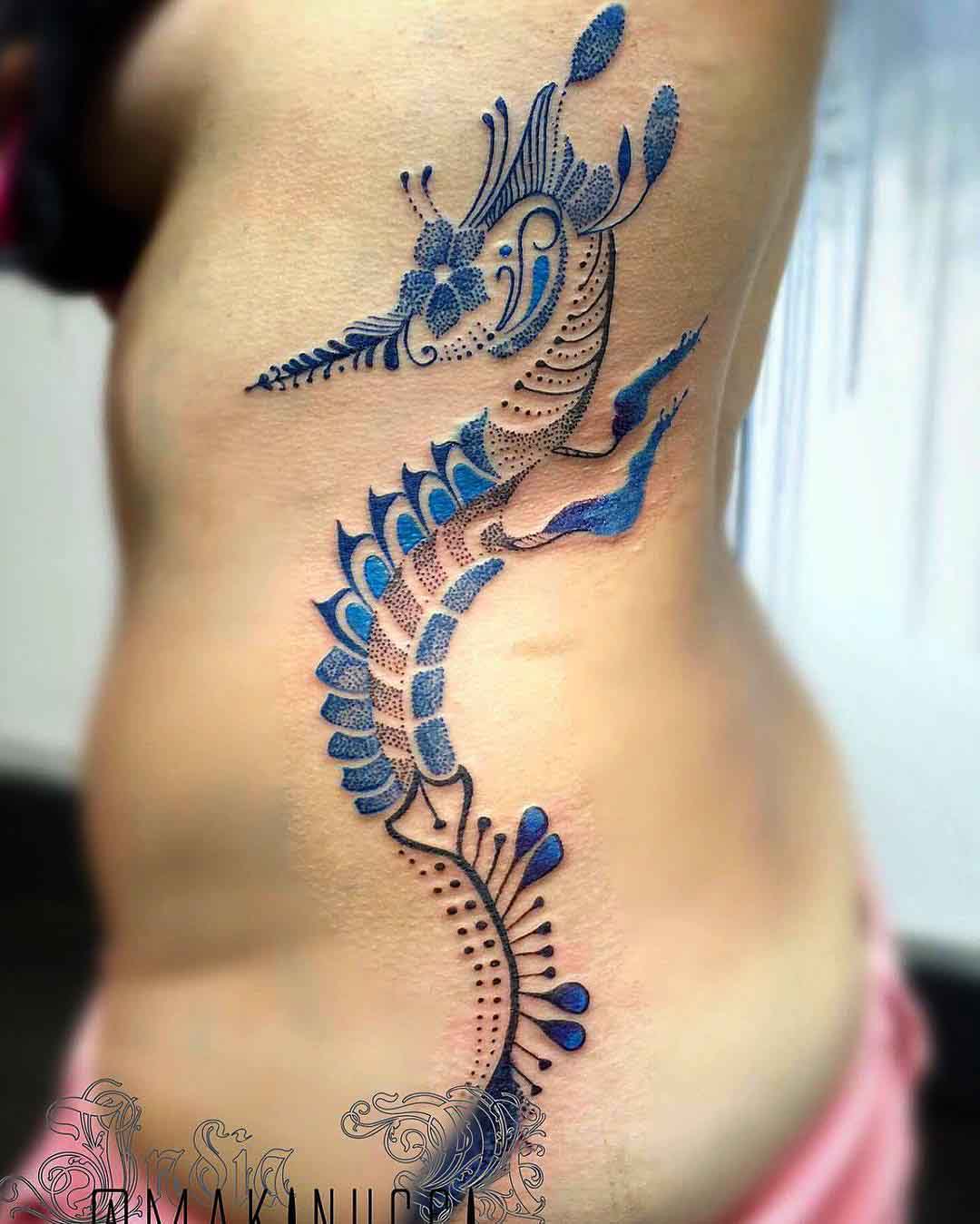 side tattoo sea dragon
