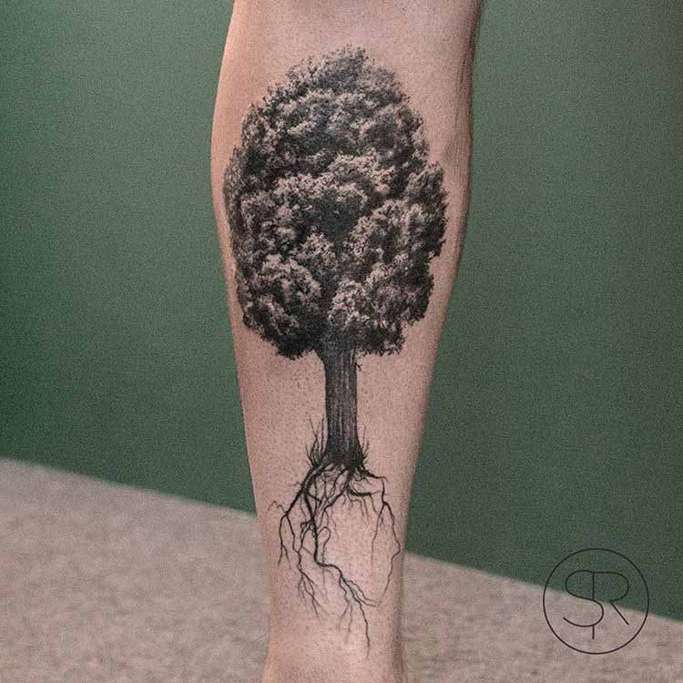 tree with roots tattoo