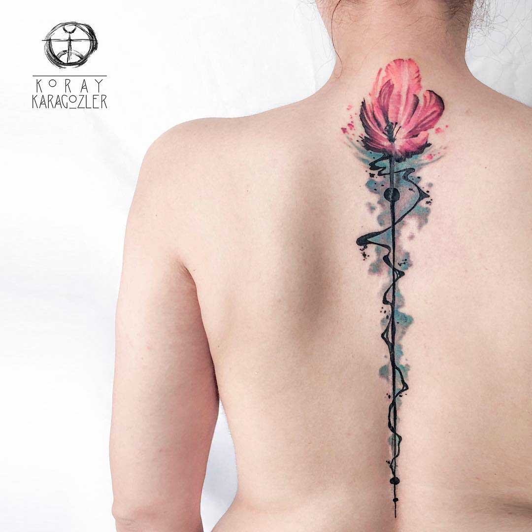 back tattoo tulip watercolor