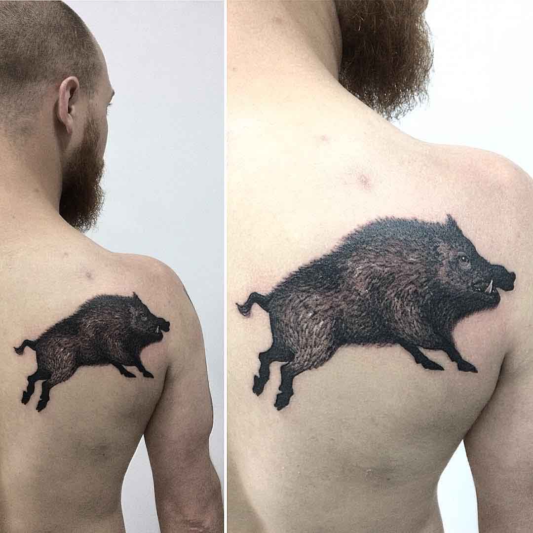 boar tattoo on back