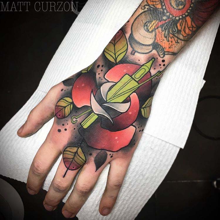 neo-traditional tattoo full hand